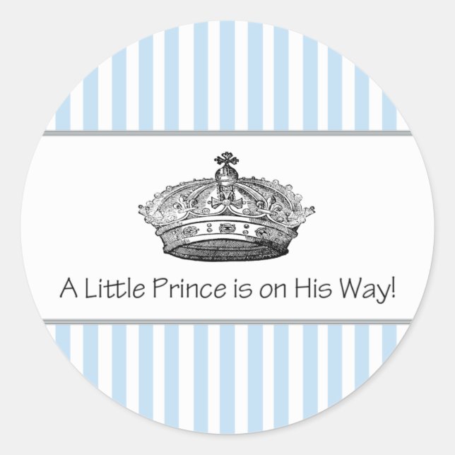 Blue Stripe Prince Crown Baby Boy Sello para sobre (Anverso)
