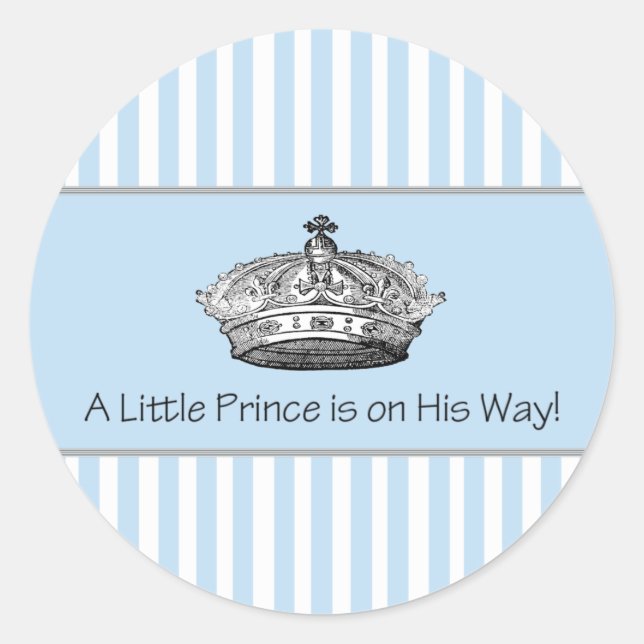 Blue Stripe Prince Crown Baby Boy Sello para sobre (Anverso)