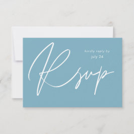 Blue Summer MOD Calligraphy w Meal RSVP Card