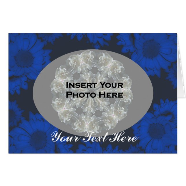 Blue Sunflowers Design Floral Photo Card (Anverso (Horizontal))