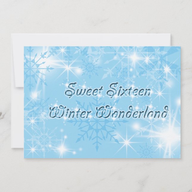 Blue Sweet Dieciséis invitaciones Winter Wonderlan (Anverso)
