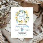 Blue Sweet One Boy First Birthday Invitación<br><div class="desc">Invitación de primer cumpleaños de Sweet One Boy,  Invitación de primer cumpleaños de Blue Lemon Ribbon,  Invitación de primer cumpleaños de Blue Bow Coquette,  Invitación de primer cumpleaños,  Invitación de primer cumpleaños de Summer Theme Boy, </div>