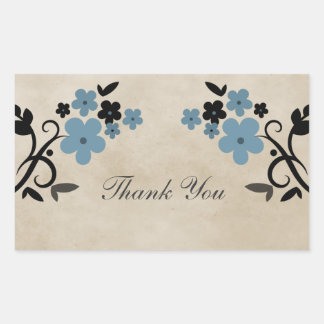 Blue Sweet Vintage Floral Gracias Pegatinas