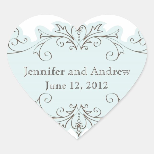 Blue Swirls Wedding Favor Pegatinas (Anverso)