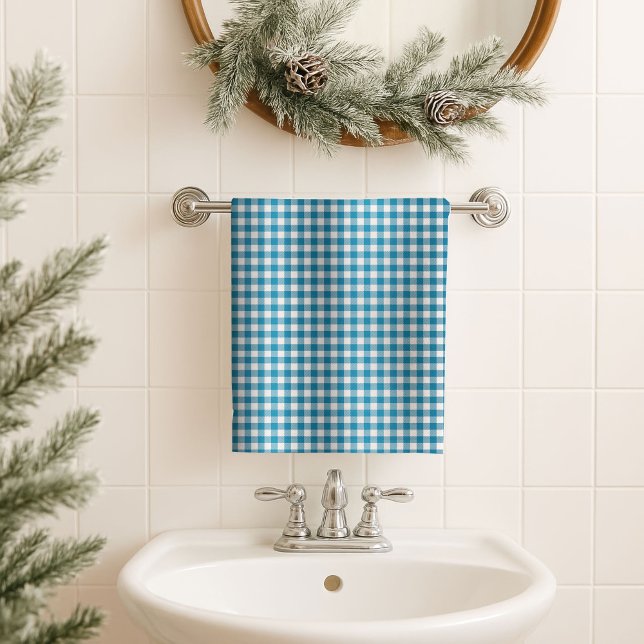 Blue Tartan Bath Towel Rugged Gift for His Space (Blue Tartan Bath Towel Rugged Gift for His Space)