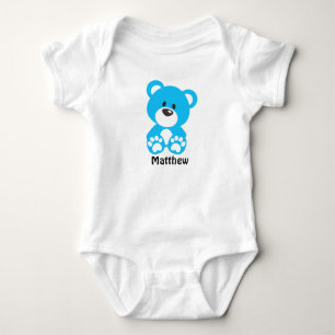 Blue Teddy Bear Baby Jersey Bodysuit