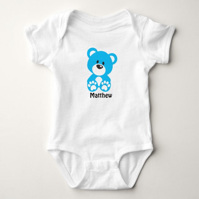 Blue Teddy Bear Baby Jersey Bodysuit (Anverso)