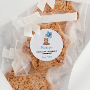 Blue Teddy Bear Balloon 1 Pegatina de cumpleaños