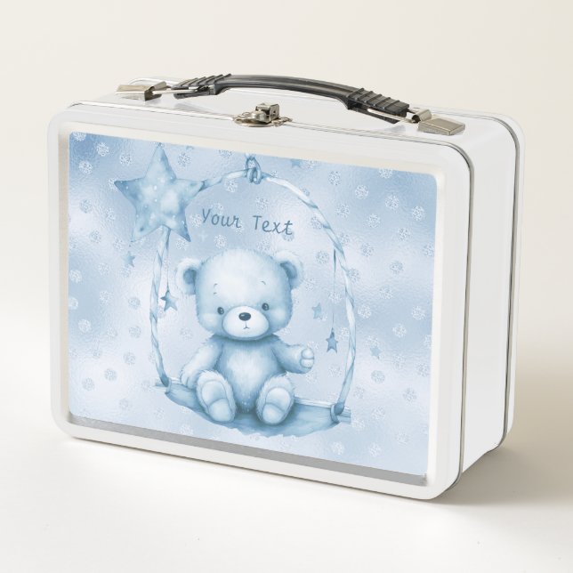 Blue Teddy Bear Metalizado Lunch Box (Anverso)