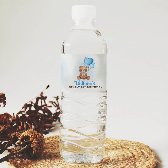 Blue Teddy Bear primera etiqueta de botella de agu (Subido por el creador)
