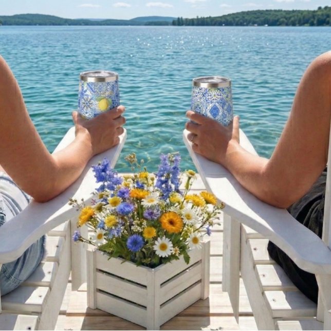 Blue Tile French Country Lemon Pattern Home Decor (Subido por el creador)