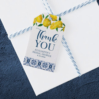 Blue Tile Italiano Lemon Boda Gracias Etiqueta De 