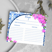 Blue Tiles Bougainvillea tarjeta de recetas medite