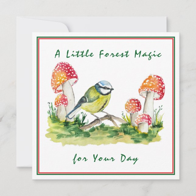 Blue Tit y Fly Agaric Watercolor (Anverso)