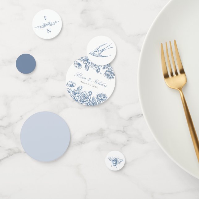 Blue Toile Boda Table Confetti Chinoiserie (Grupo)