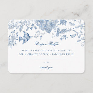 Blue Toile De Jouy Diaper Raffle Invitación Insert