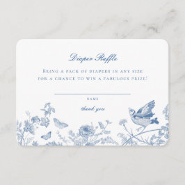 Blue Toile De Jouy Diaper Raffle Invitación Insert