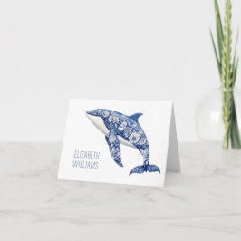 Blue Toile Floral Beach Dolphin Personalizado
