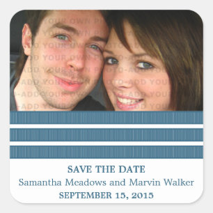 Blue Triple Stripe Save the Date Pegatinas