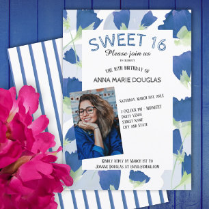 Blue Tulip Sweet 16 Invitaciones