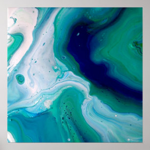 Blue Turquoise Swirls Marble Resumen arte