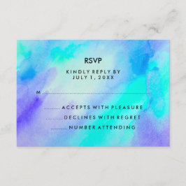 Blue Turquoise Watercolor Look Bat Mitzvah RSVP