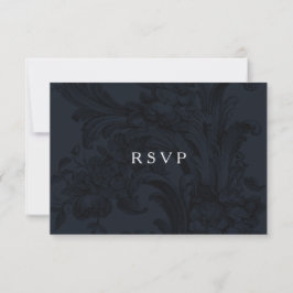 Blue Victorian ornamental RSVP con opciones de com