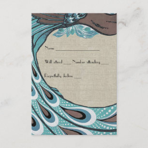 Blue Vintage Peacock Brown Linen rsvp
