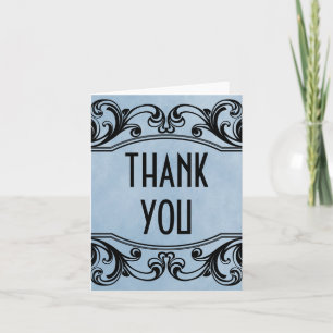 Blue Vintage Swirls Tarjeta de agradecimiento