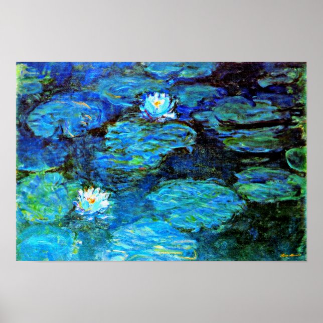 Blue Water-Lilis, pintura de arte fino (Frente)