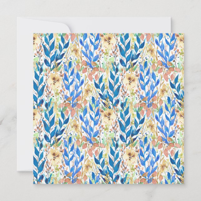 Blue Watercolor Blossom Garden (Anverso)