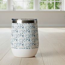 Blue Watercolor Botanical Pattern 