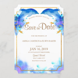 Blue Watercolor Dolphin Guardar la tarjeta de fech