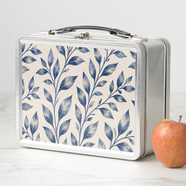 Blue Watercolor Foliage Lunch Box (In situ)