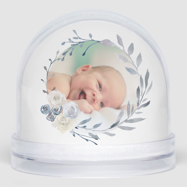 blue watercolor frame Baptism thank you  (Anverso)