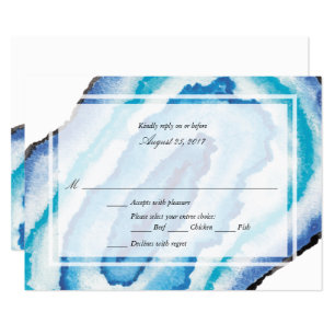 Blue Watercolor Geodes Wedding RSVP