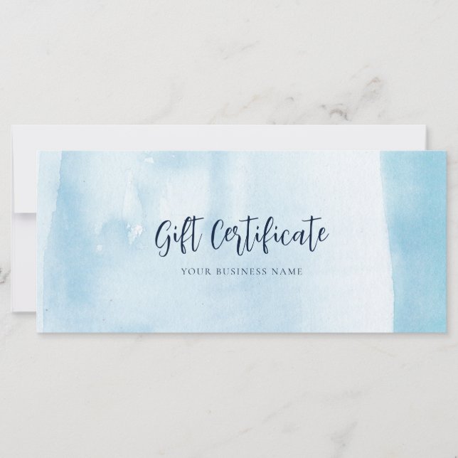 Blue Watercolor Script Certificado de regalo moder (Anverso)