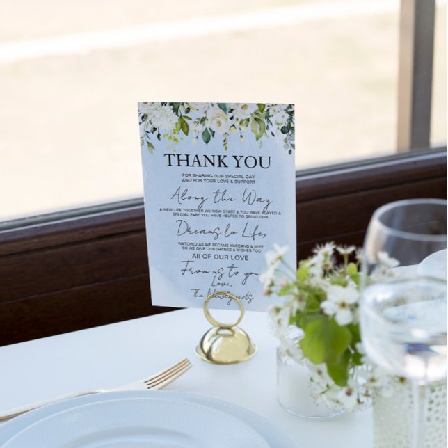 Blue Watercolor White Rose Boda Gracias (Subido por el creador)