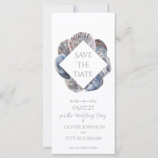 Blue Watercolour Sea Shell Save the Date Flat Card