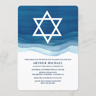 Blue Waves Bar Mitzvah Invitación