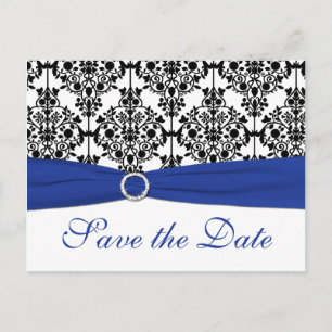 Blue, White, Black Damask Guardar la tarjeta de fe