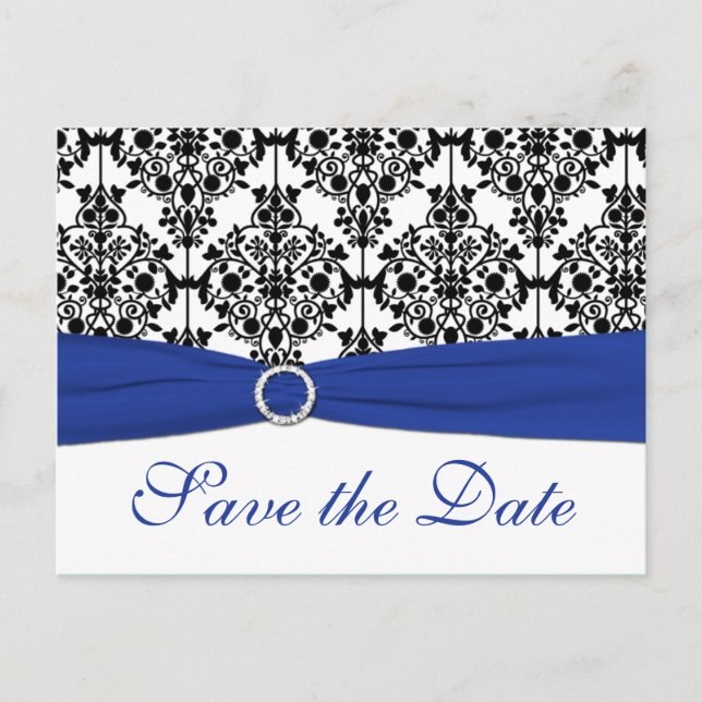 Blue, White, Black Damask Guardar la tarjeta de fe (Anverso)