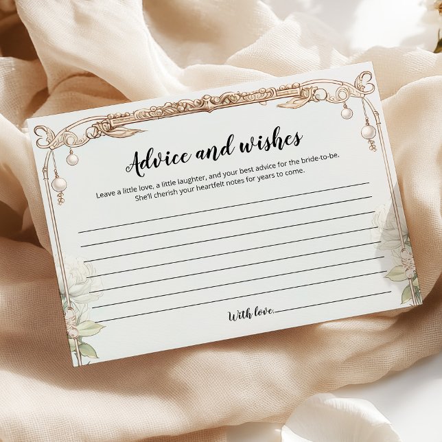 Blue White Floral Bridal Shower Consejos y deseos (Subido por el creador)