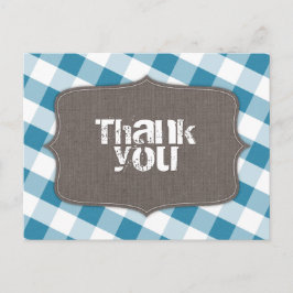 Blue & White Gingham Canvas Gracias Postales