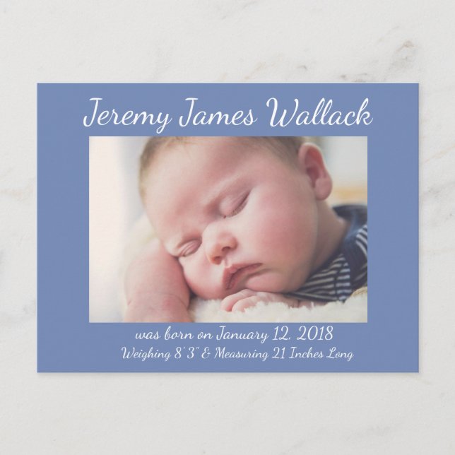 Blue White Simple Baby Boy Invitaciones de cumplea (Anverso)