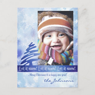 Blue & White Snowflake Deja que la nieve! Postal f