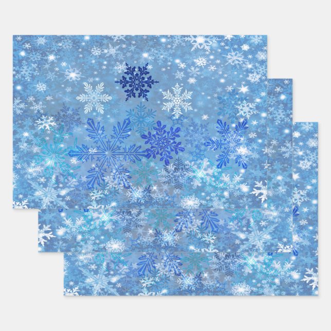 Blue White Snowflakes Diseño Conjuntos de Papel de (Set)
