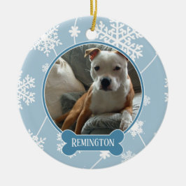 Blue White Snowflakes Foto Ornamento de Navidad