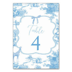 Blue White Toile de Jouy número de mesa francés