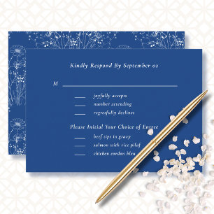 Blue White Wildflower Menú Elección Boda RSVP